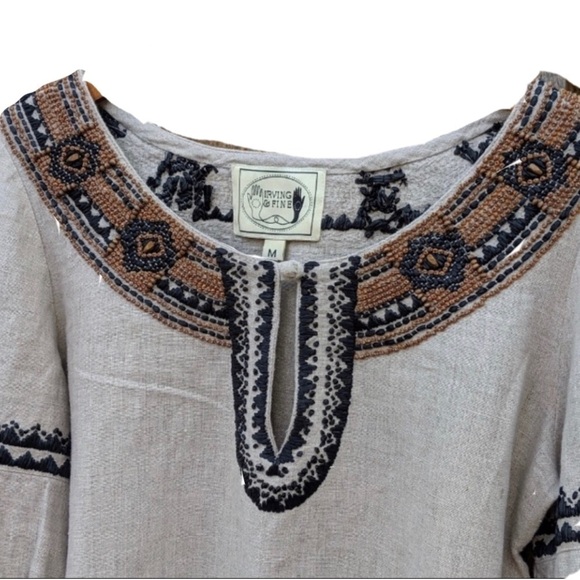 Beaded Irving & Fine 
Morocco Linen Blouse  
Size medium - NWOT - Picture 9 of 13